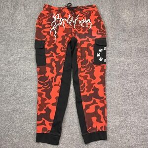 Broken Promises Jogger Sweatpants Mens Large 32x28 Red Camo Cargo Fleece